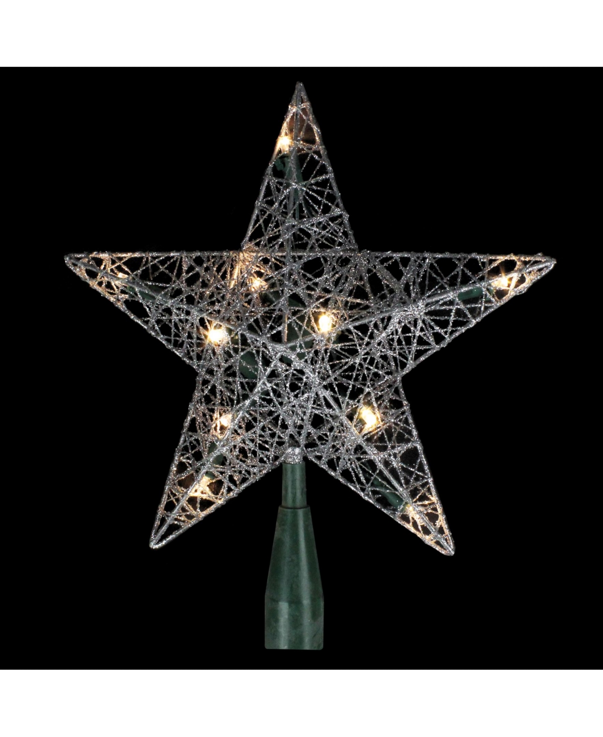 Lighted Star Christmas Tree Topper - Silver