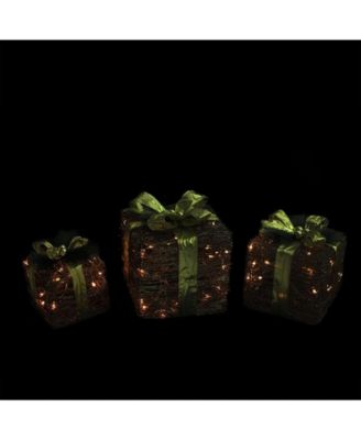 Northlight Lighted Glitter Gift Boxes Christmas Decoration, Set Of 3 ...