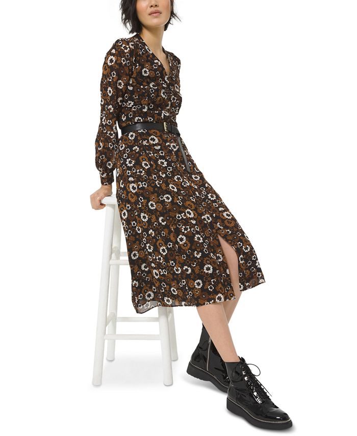 Michael Kors Floral-Print Midi Dress & Reviews - Dresses - Women - Macy's