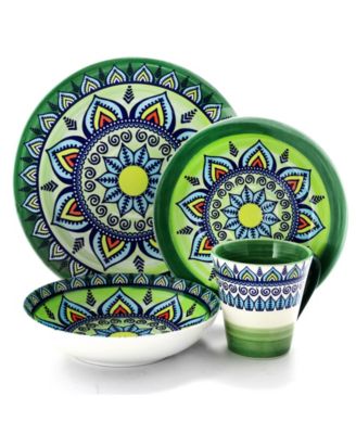 Zen Mozaik Green 16 Pc. Dinnerware Set, Service for 4