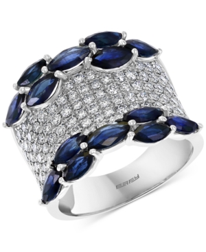 image of Effy Sapphire (3-3/4 ct. t.w.) & Diamond (1-1/4 ct. t.w.) Statement Ring in 14k White Gold
