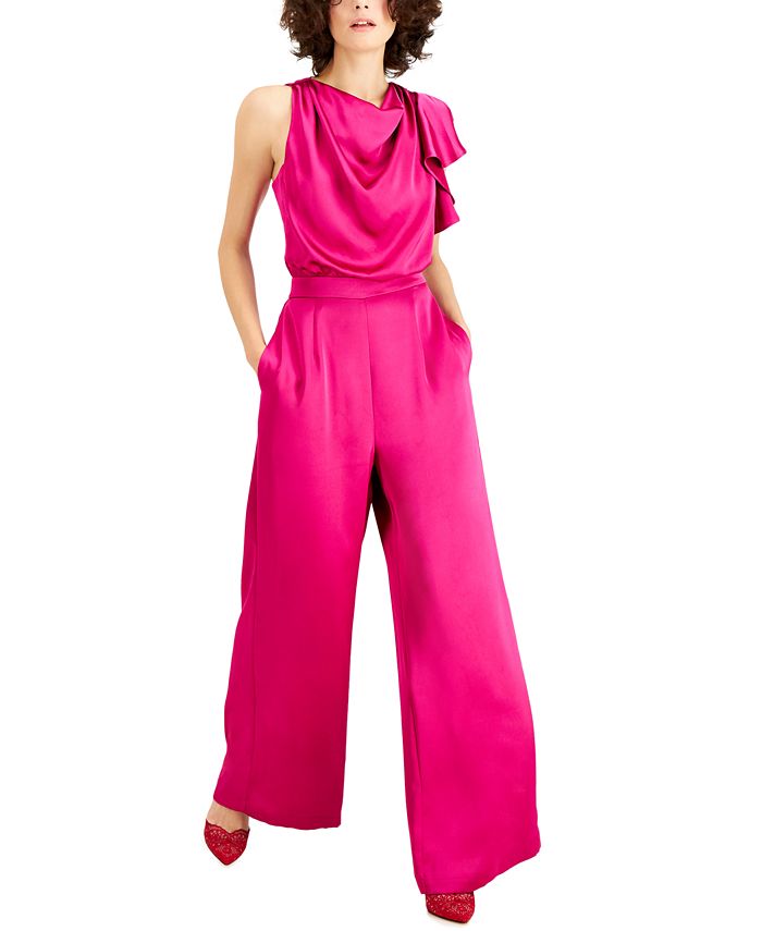 INC International Concepts INC Draped Neck Satin Jumpsuit, Created for ...