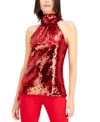 INC International Concepts INC Real Red Sequin Halter Top, Created for ...