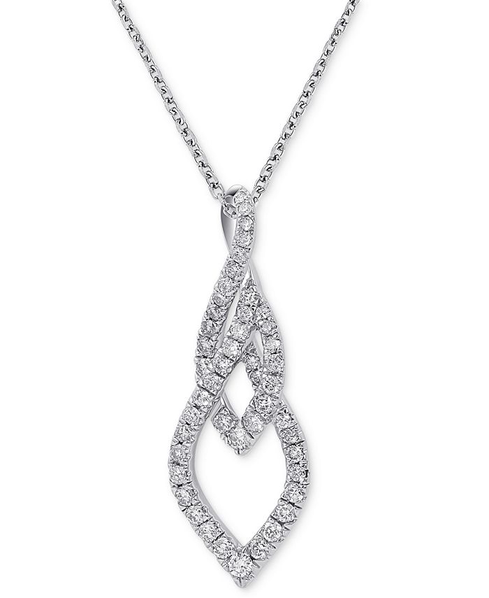 Macy's - Diamond Abstract 18" Pendant Necklace (5/8 ct. t.w.) in 14k White Gold