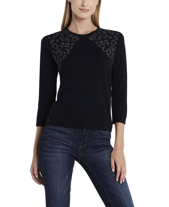 Vince Camuto Women's Studded Shoulder Sweater - Macy's