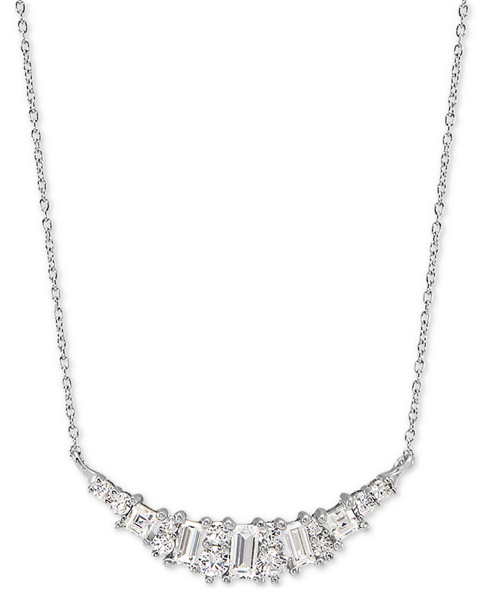 Arabella - Cubic Zirconia Heart 18" Statement Necklace in Sterling Silver