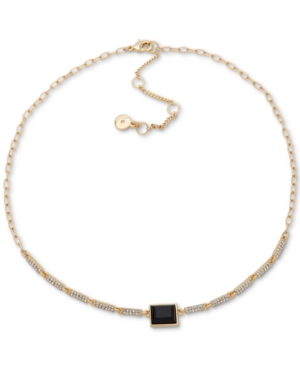 image of Dkny Gold-Tone Crystal & Stone Collar Necklace, 16