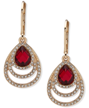 image of Anne Klein Gold-Tone Stone & Crystal Drop Earrings