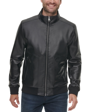 Calvin Klein Men's Faux Leather Bomber Jacket