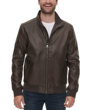 Calvin Klein Men's Faux Leather Bomber Jacket