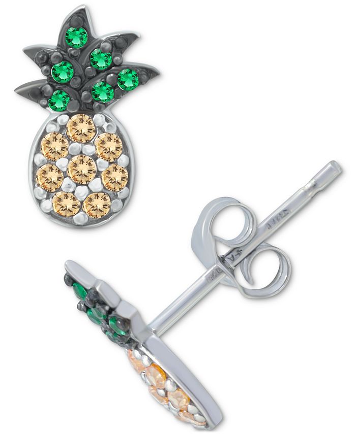 GIANI BERNINI Crystal Pineapple Stud Earrings in Sterling Silver