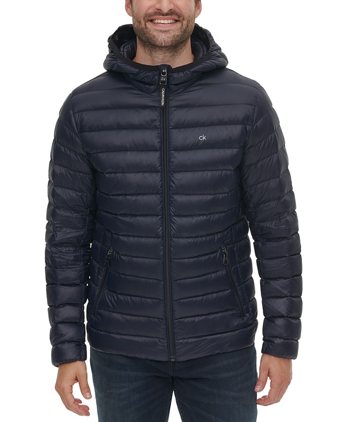 Calvin Klein Men's Packable Down Hooded Puffer Jacket, Created for Macy ...