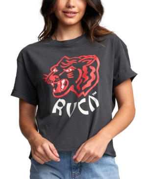 image of Rvca Juniors- Dynasty Cotton Graphic T-Shirt