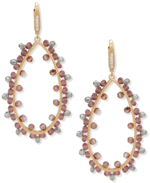 image of lonna & lilly Gold-Tone Pave & Bead Open Drop Earrings
