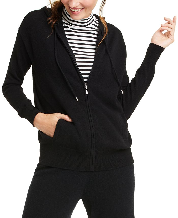 Charter Club Cashmere Petite Zip-Front Hoodie, Created for Macy's - Macy's
