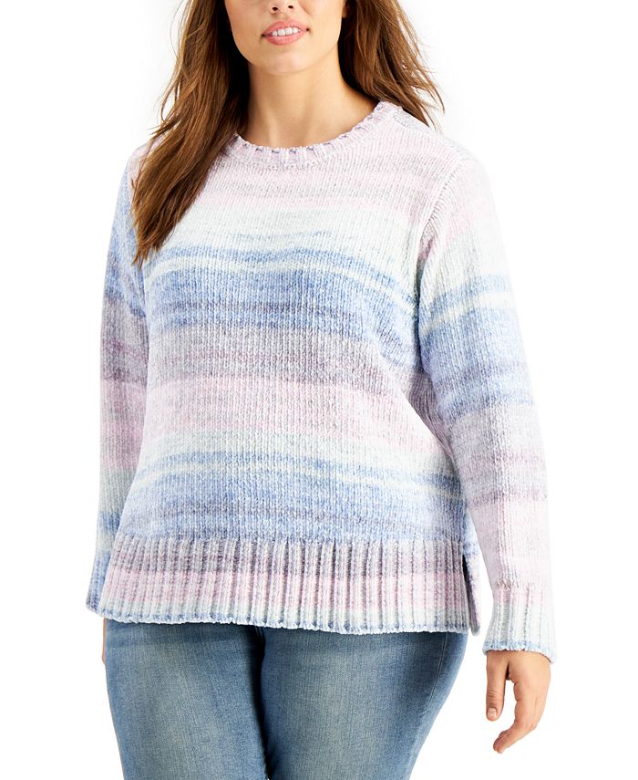 Style & Co Plus Size Space-Dye Chenille Sweater, Created For Macy's ...