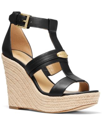 macy's black wedge shoes