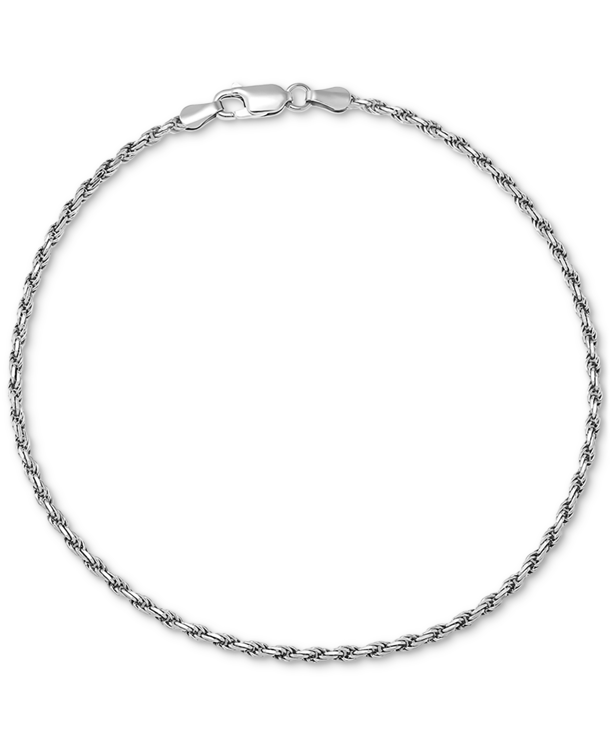 Giani Bernini Rope Chain Ankle Bracelet (2mm) In 18k Gold-plated Sterling Silver Or Sterling Silver, Created For M In Silver