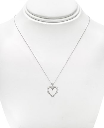Macy's - Diamond Open Heart Pendant Necklace (1/5 ct. t.w.) in 14k White Gold