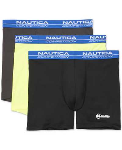 3-PK Nautica Mesh Performance Boxer Briefs (Charcoal/Black/Neon Yellow)