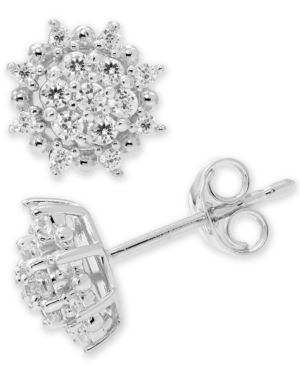image of Diamond Cluster Stud Earrings (3/8 ct. t.w.) in 14k White or 14k Gold
