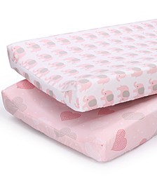 2 Pack Changing Pad Cover, Elephants and Hearts