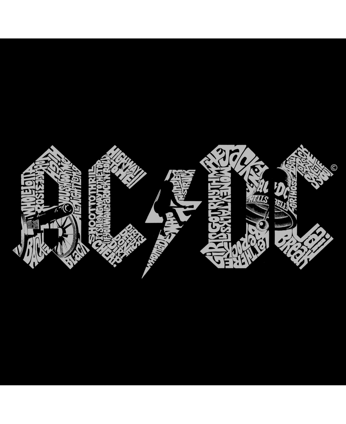 La Pop Art Men's Raglan Ac/Dc Word Art T-shirt