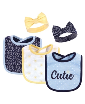Hudson Baby Girls Daisy Bib and Headband Set Pack of 5