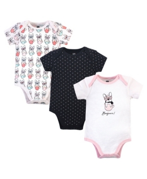 Hudson Baby Girls Bonjour Bodysuits Pack of 3