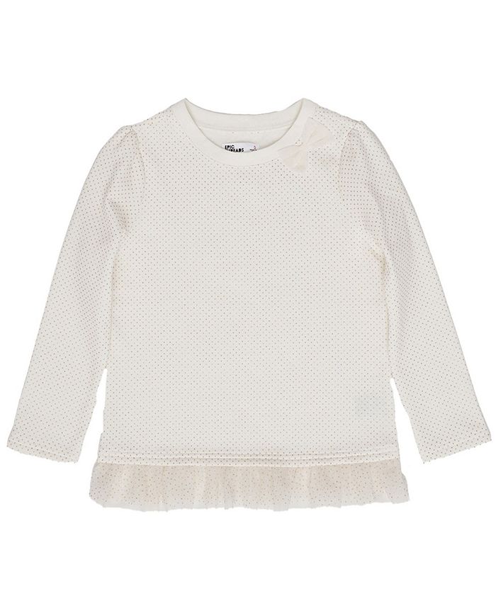 Epic Threads Little Girls Tulle Hem Elevated Mix and Match Sweater - Macy's