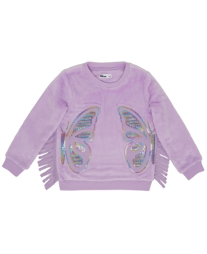 image of Epic Threads Little Girls Fringed Sides Butterfly Graphic Minky Sweatshirt