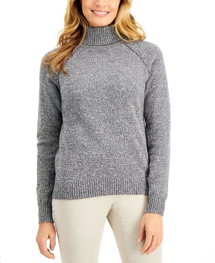 Karen Scott Marled Cotton Turtleneck Sweater, Created for Macy's - Macy's