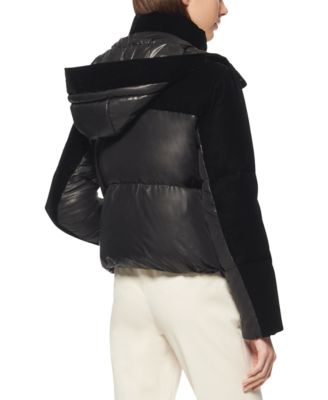Ameri　VELVET DOWN JACKET Andrew Marc Women's Vega Mixed Media Short Down Coat - Macy's
