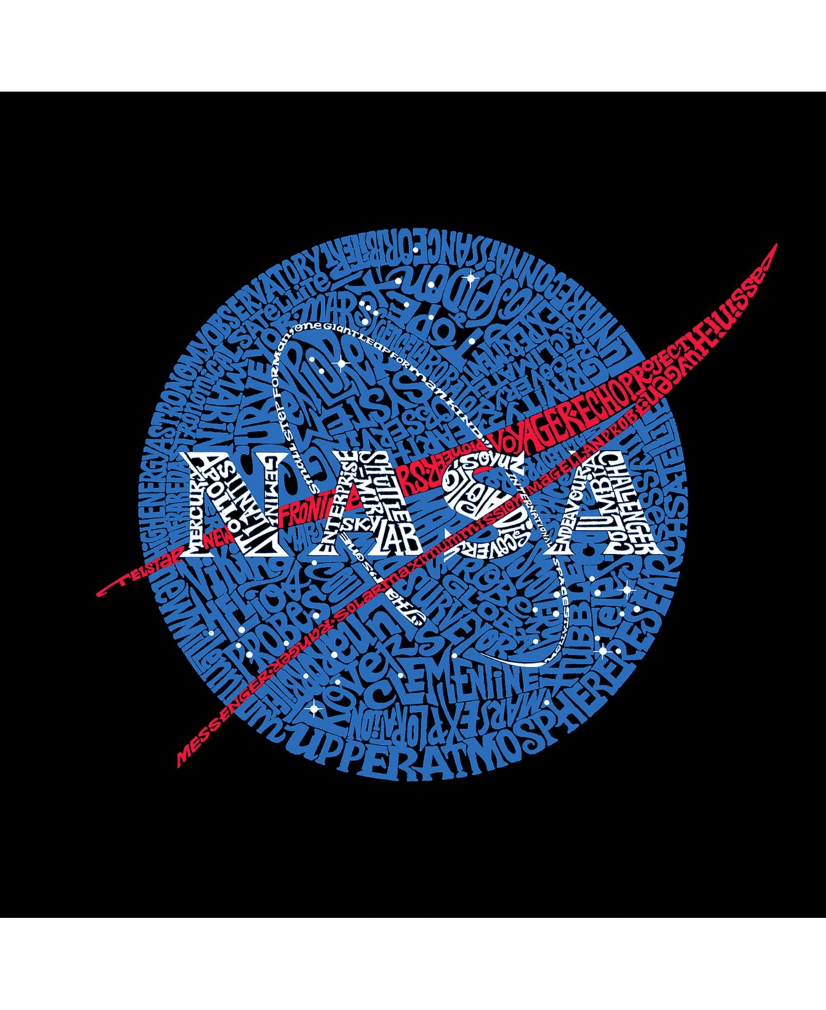 La Pop Art Men's Word Art Nasa's Most Notable Missions Crewneck Sweatshirt