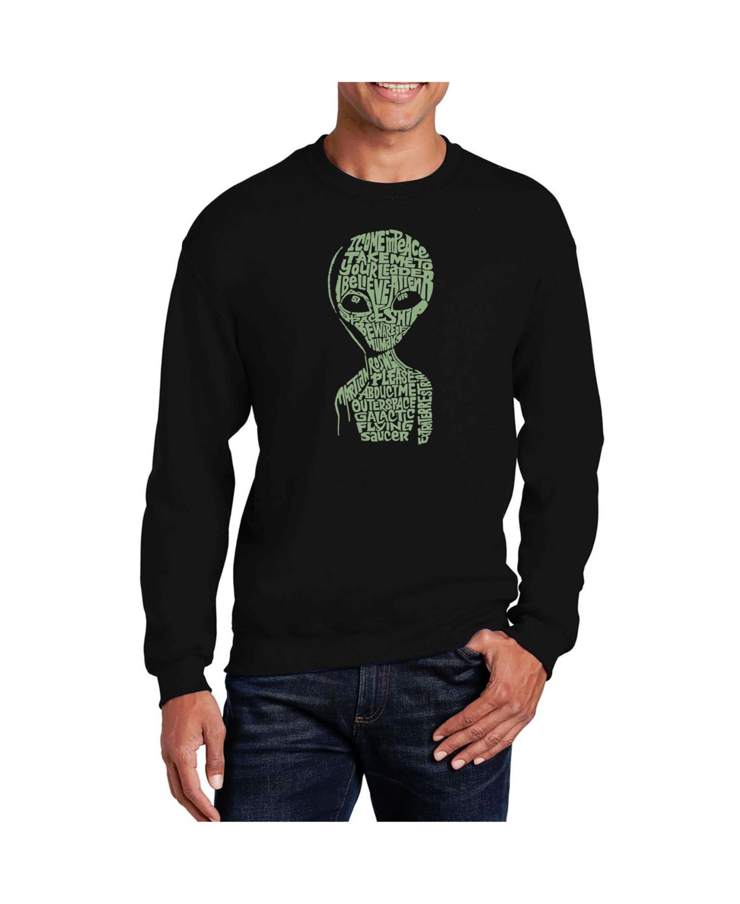 Men's Word Art Alien Crewneck Sweatshirt