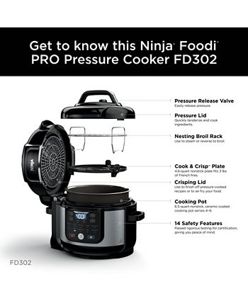 Ninja - &reg; Foodi&reg; 11-in-1 6.5-qt Pro Pressure Cooker + Air Fryer with Stainless finish, FD302