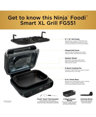 Foodi™ Smart XL 6-in-1 Indoor Grill with 4-Quart Air Fryer, Roast, Bake, Dehydrate, Broil, and Smart Cook System, FG551