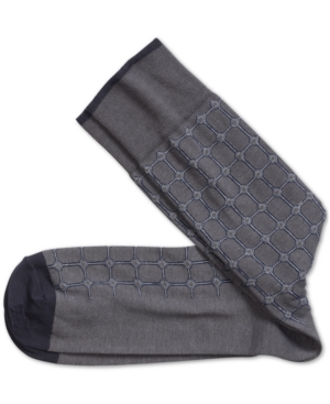 Johnston & Murphy Men's Heathered Circle Grid Socks