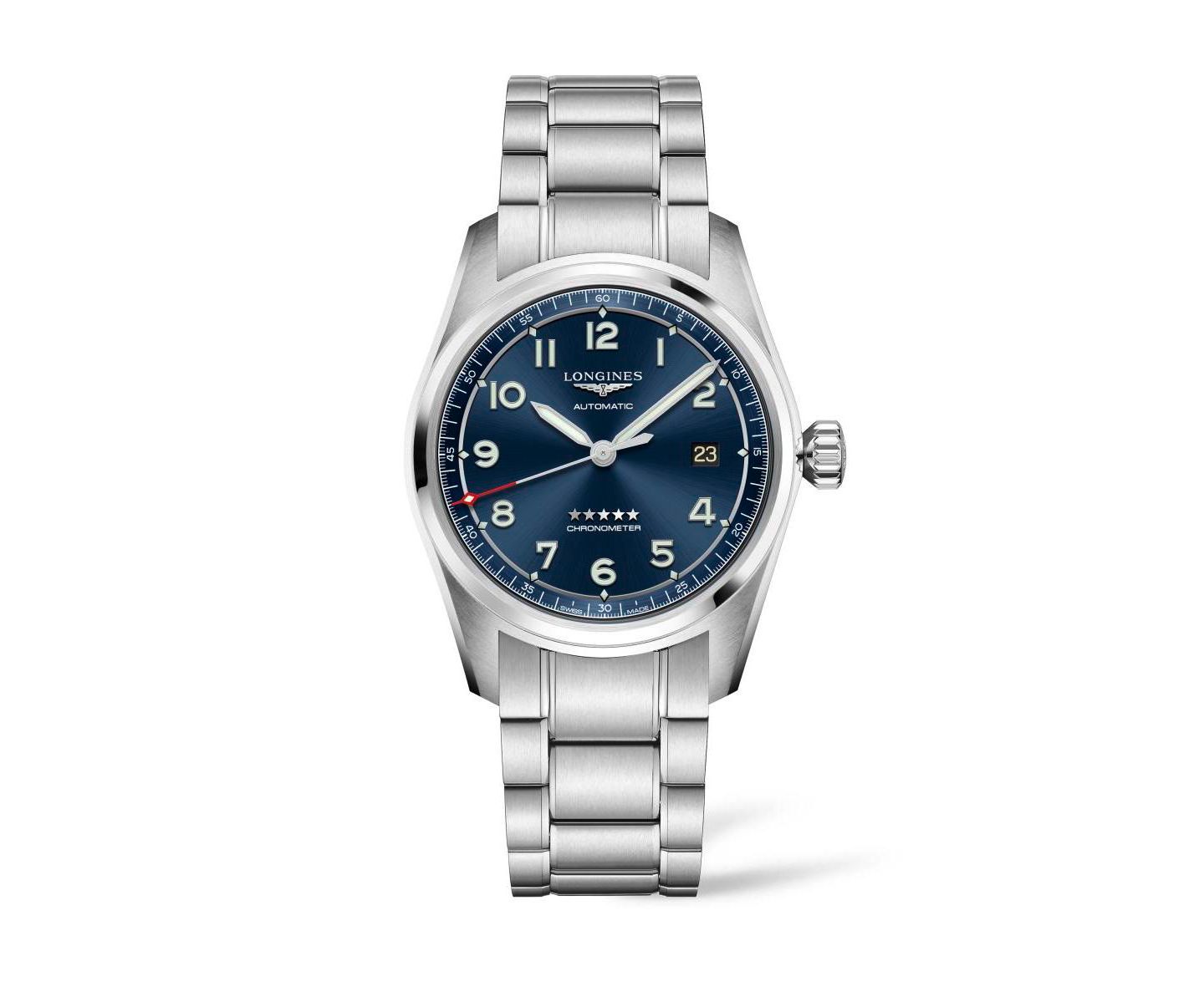 Мужские часы Longines Automatic Spirit Stainless Steel Chronometer Bracelet Watch 40mm — фото 1