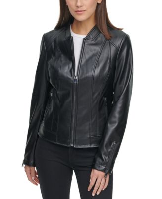 Kenneth Cole Faux-Leather Zip-Front Jacket - Macy's