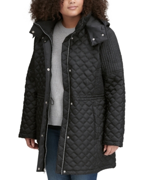 MARC NEW YORK PLUS SIZE QUILTED HOODED COAT