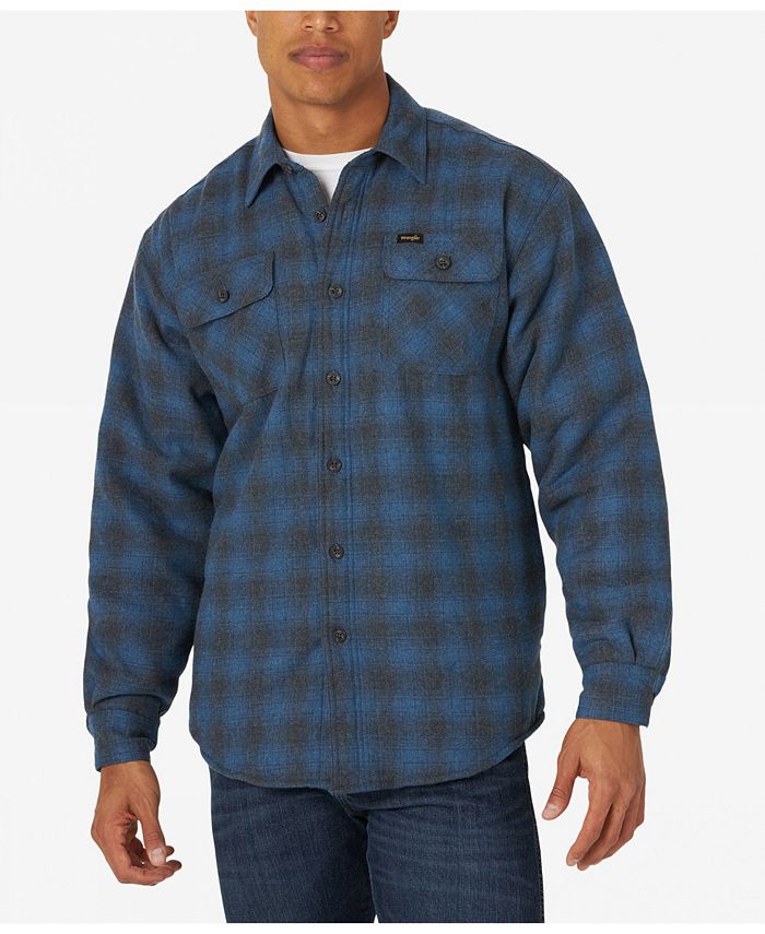 Wrangler Men's Long Sleeve Plaid Flannel Heavyweight Shirt - Macy's