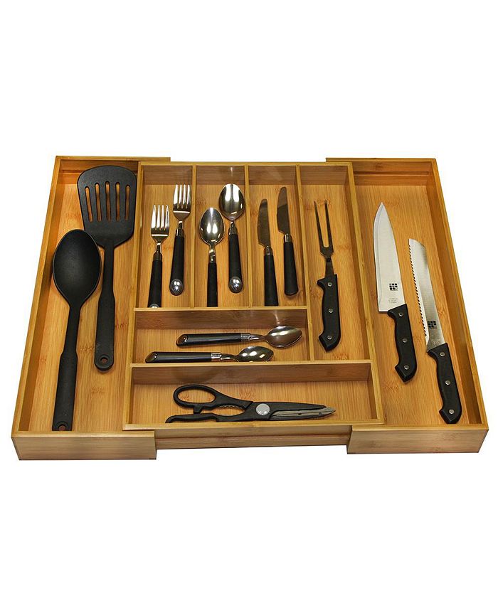 Home Basics Bamboo Expandable Cutlery Tray Macy's