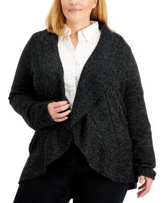 Karen Scott - Plus Size Cocoon Open-Front Cardigan