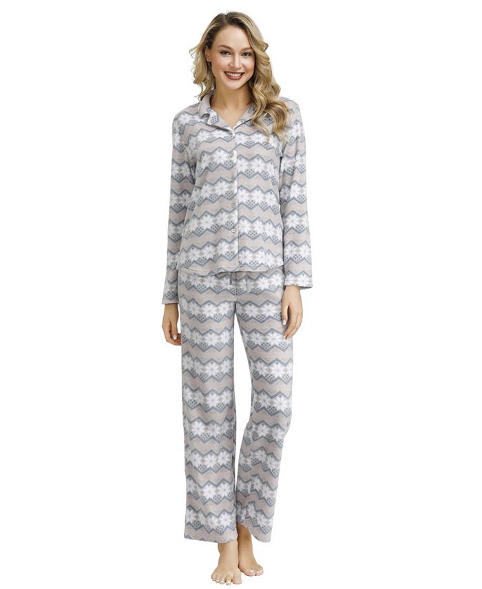INK+IVY Women's Notch Pajama Top with the Lounge Pant Set - Macy's