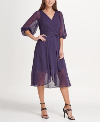 chiffon midi dress with sleeves