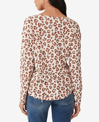 Lucky Brand Leopard-Print Easy Long-Sleeved Top - Macy's
