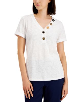 JM Collection - Mixed Button Top