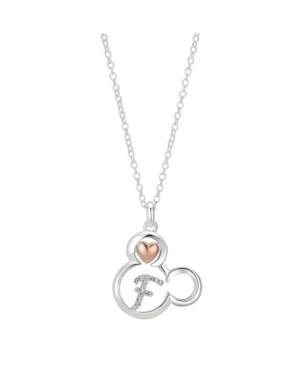 DISNEY TWO-TONE MICKEY MOUSE INITIAL PENDANT NECKLACE IN FINE SILVER PLATE