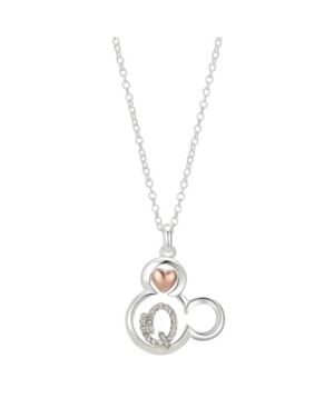 image of Disney Two-Tone Mickey Mouse Initial Pendant Necklace in Fine Silver Plate
